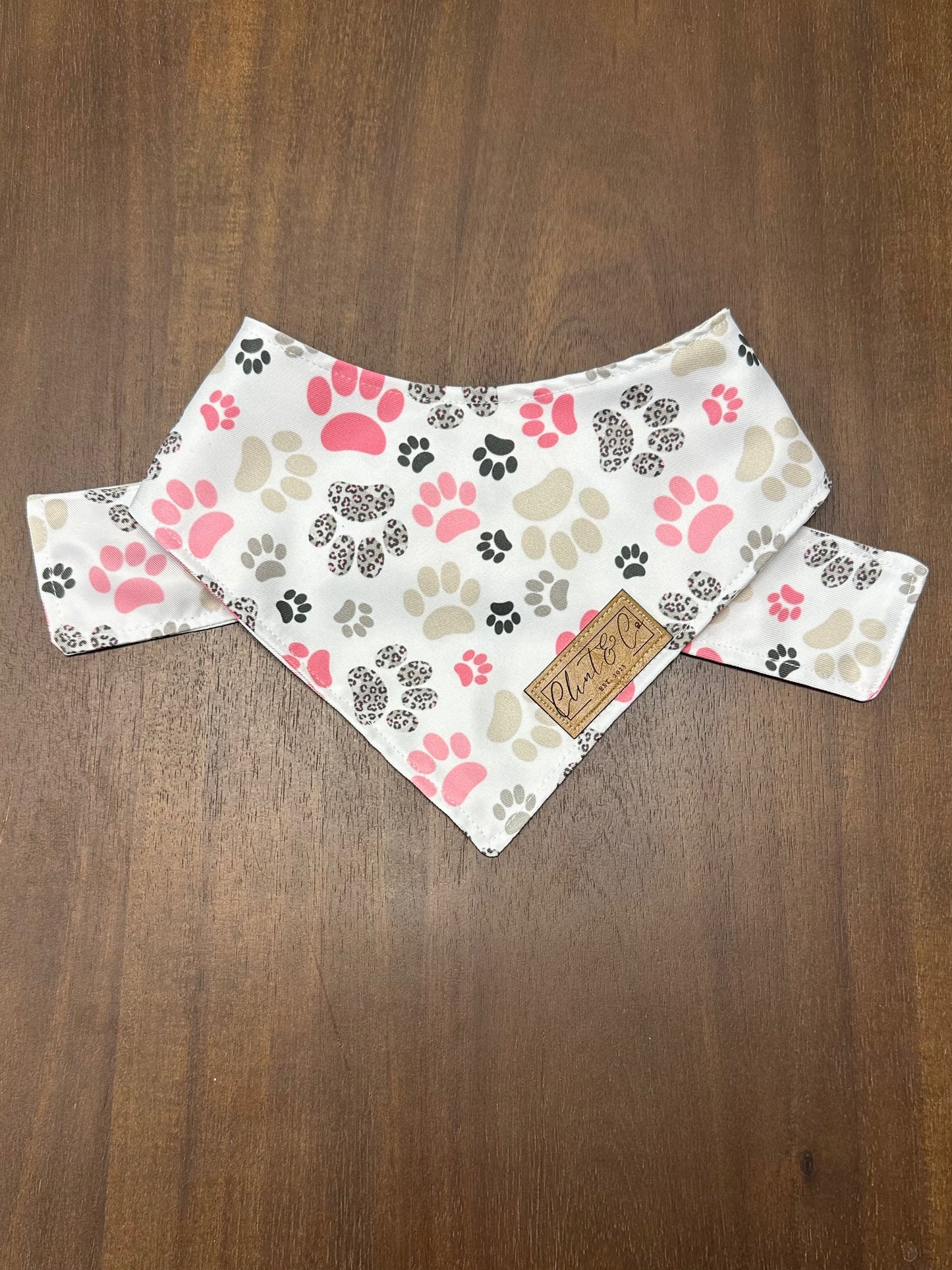Pink Paw Print Dog Bandana