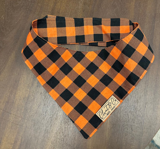 Black & Orange Plaid - Clint & Co Leather Patch