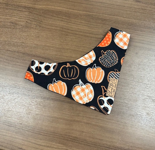 Fun Pumpkin Bandana - Clint & Co Leather Patch