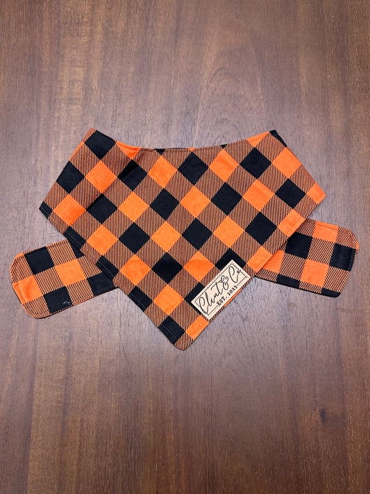 Black and Orange Plaid Bandana
