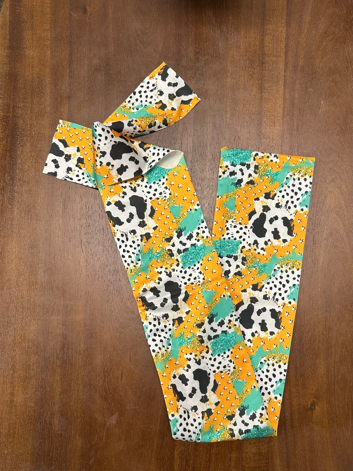 Teal and Orange Cow Print Theme Tail Bag