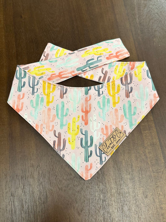 Pink Multi-Colored Cactus Dog Bandanas